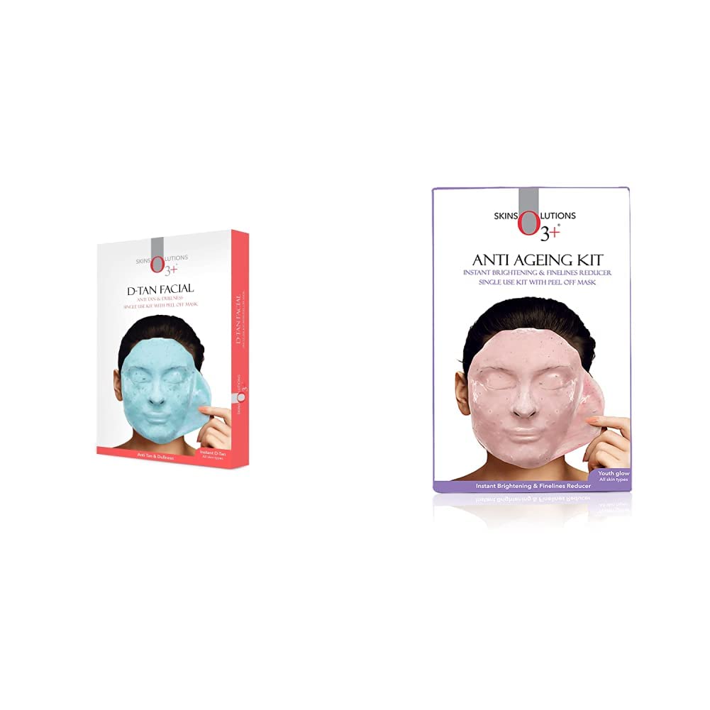 O3+ D-Tan Facial Anti Tan & Dullness Face Mask (45g) & Anti Ageing Single Dose Kit (40g) Combo - 45g