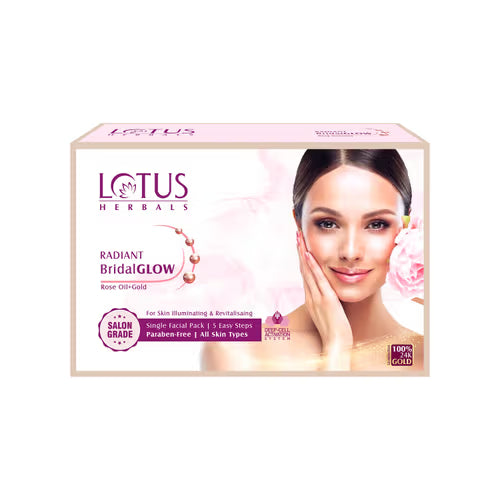 LOTUS Herbal Radiant Bridal Glow Facial Kit (Rose Oil + Gold)-Single Pack